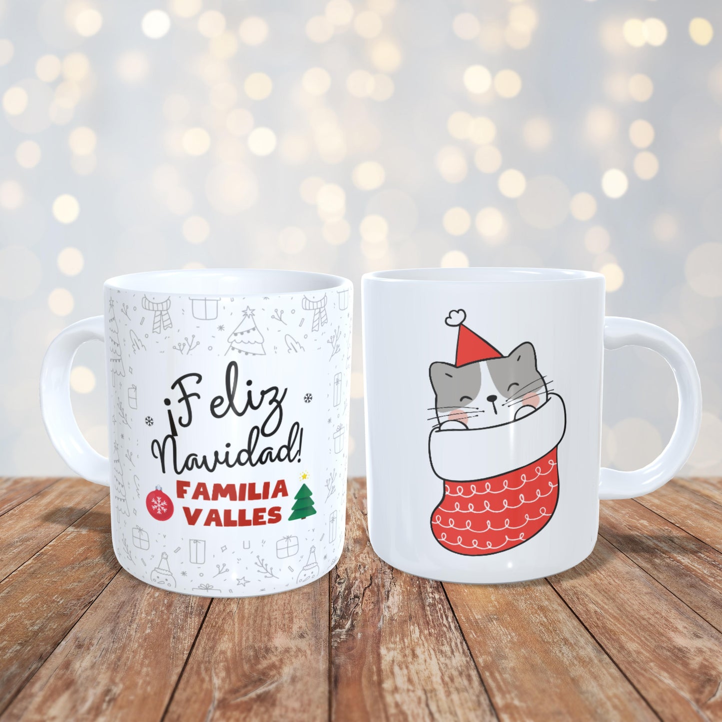 Taza 11Oz Feliz Navidad Gato [Personalizable]